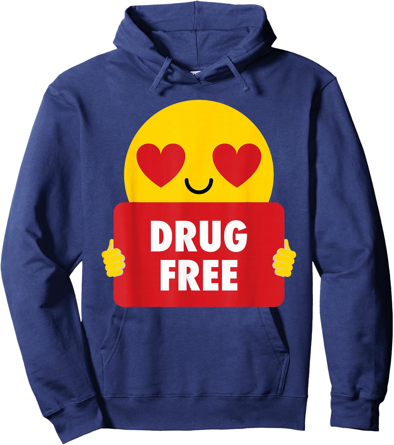 Drug Free Shirt Heart Eye Anti-Drug Hoodie - Hoodie | Navy
