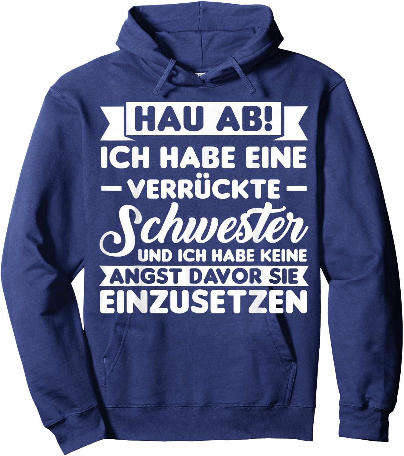 with German Text "Hau Ab!", black Hoodie - Hoodie | Navy