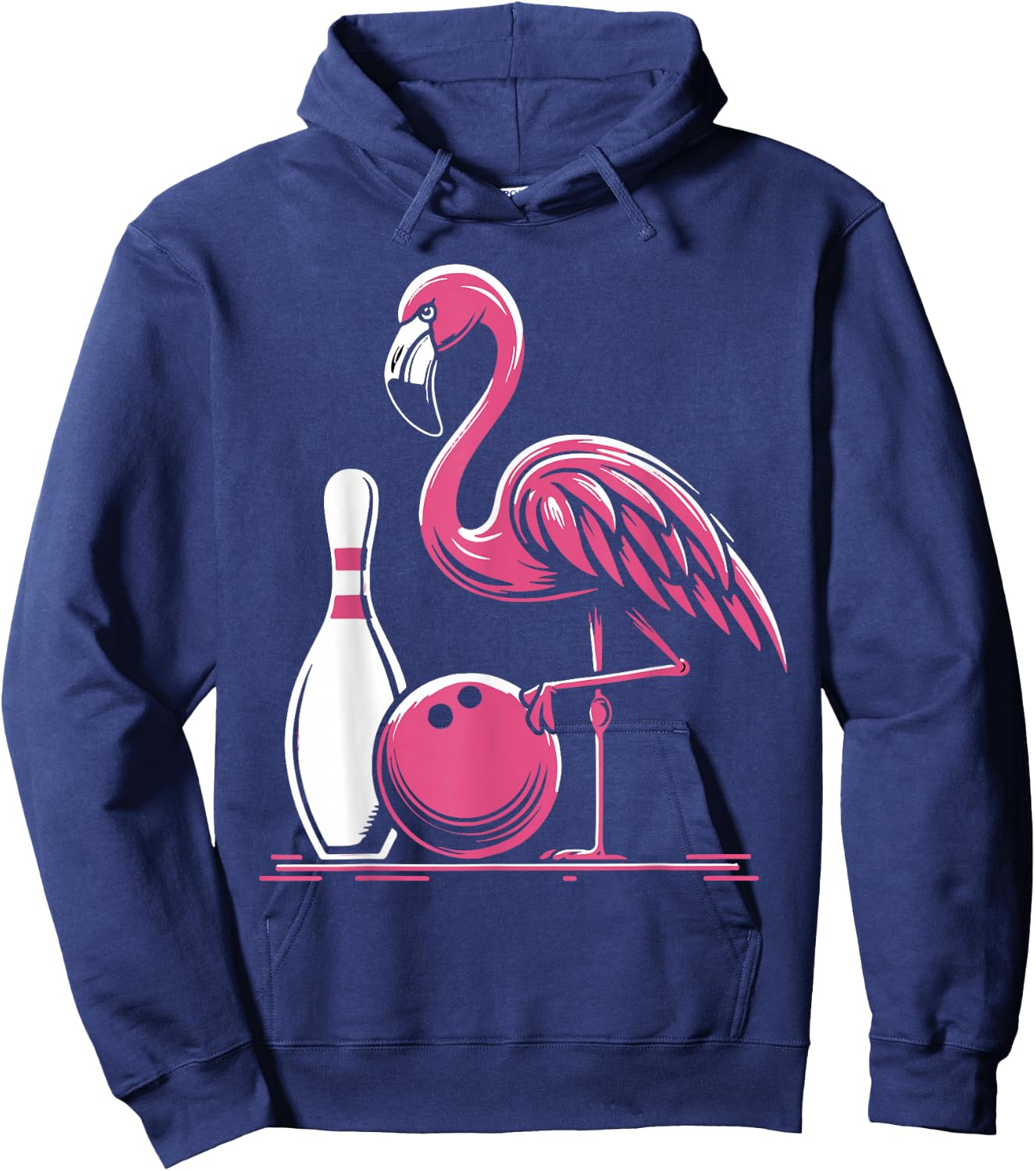 Funny Flamingo Bowling Pin Bowl Bowler Hoodie - Hoodie | Navy