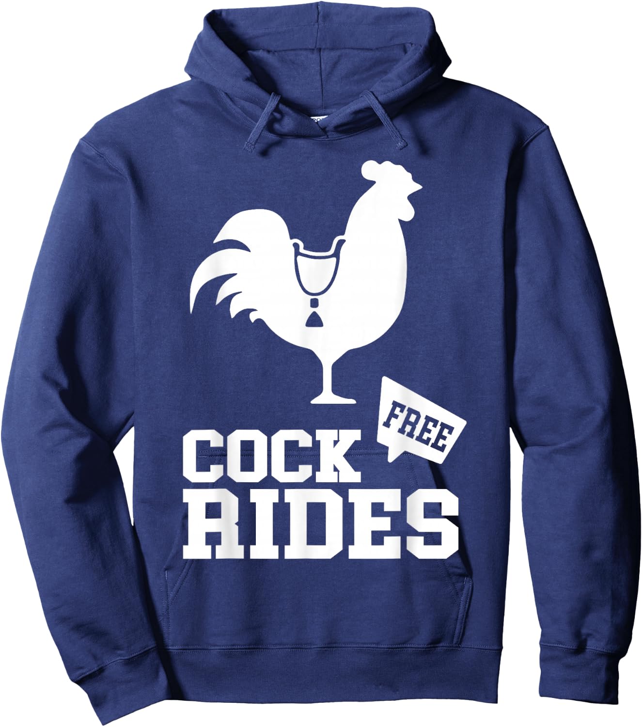 Free-Cock Rides Funny Rooster Adult Humor Hoodie - Hoodie | Navy