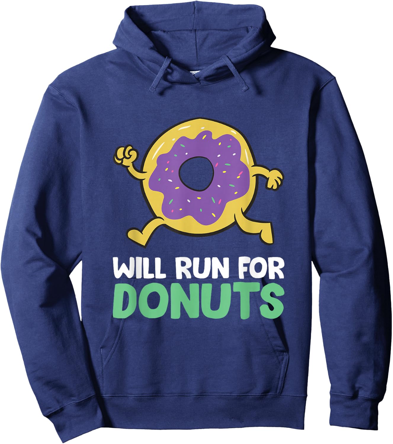 Will Run For Donuts Funny Running Donut Hoodie - Hoodie | Navy