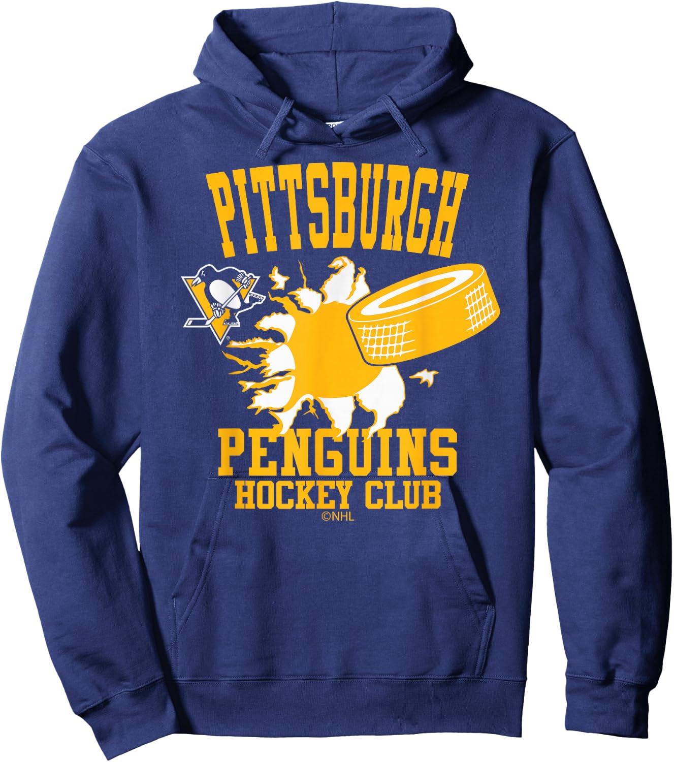 Pittsburgh Penguins Hockey Puck Burst Black Hoodie - Hoodie | Navy