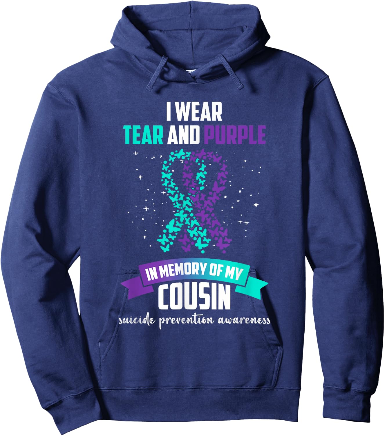 Purple Ribbon Suicide Prevention Awareness Hoodie - Hoodie | Navy
