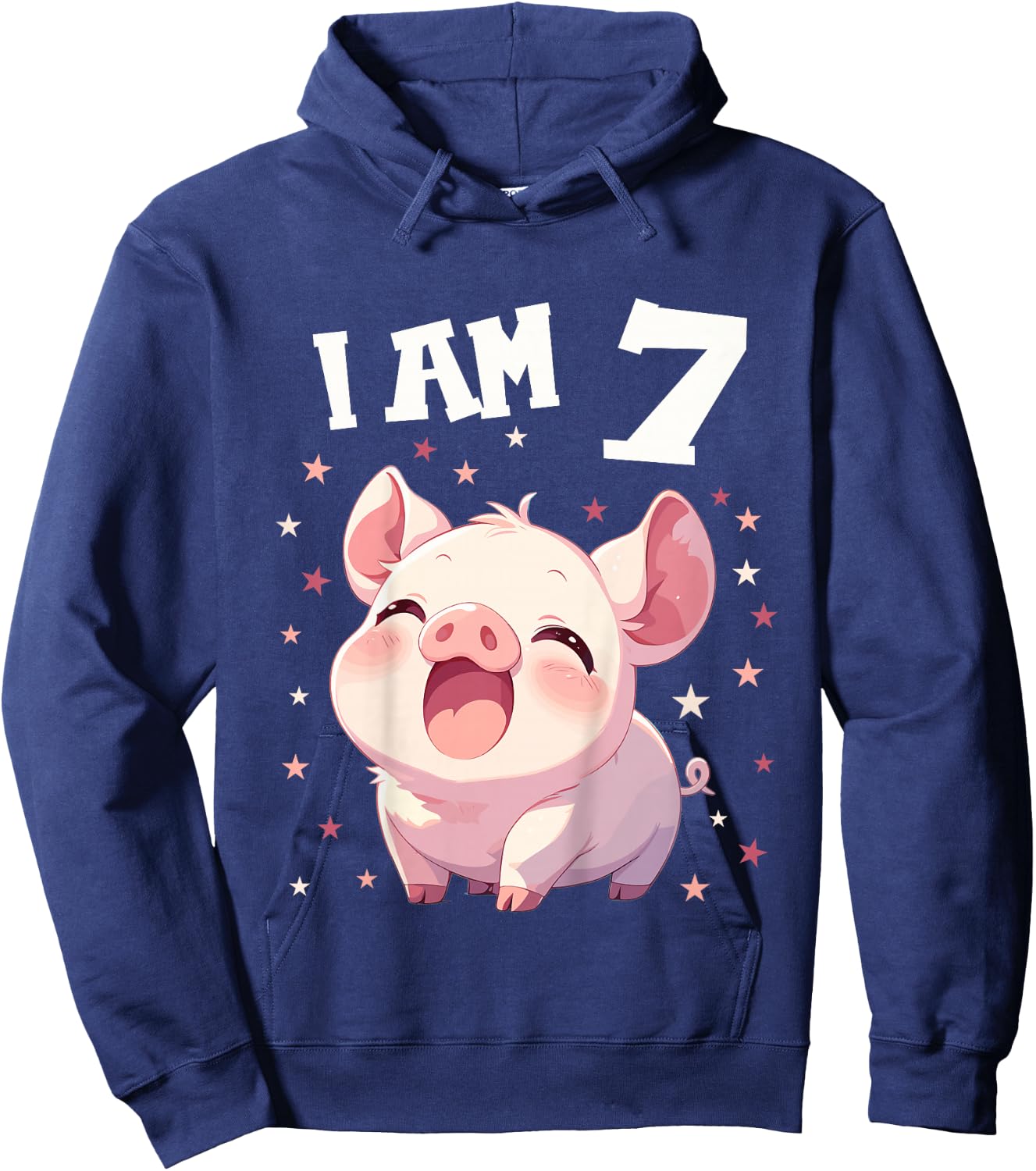 Kids 7 Years old 7 birthday Pigs Boy Girl Pig Hoodie - Hoodie | Navy