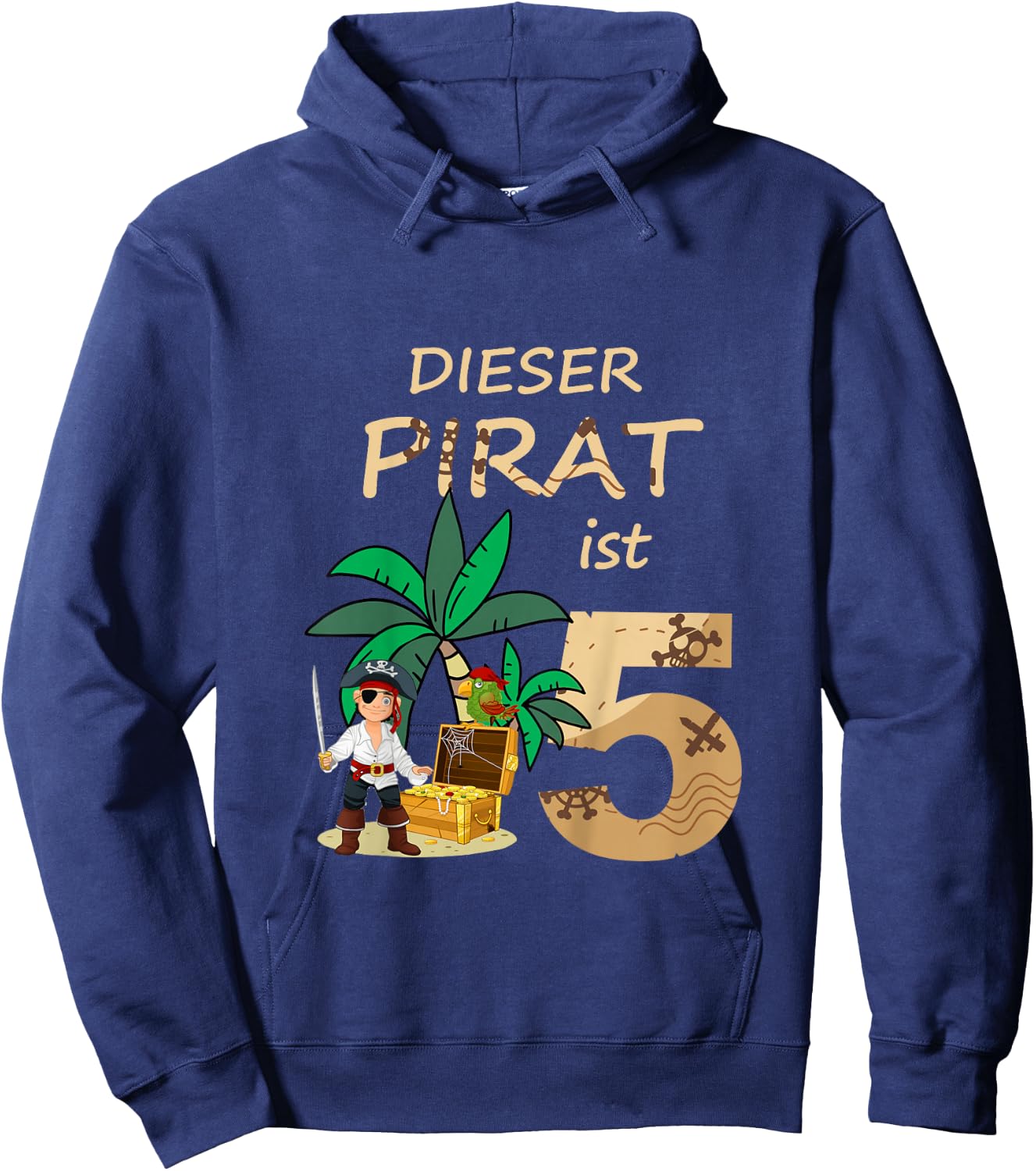 Kinder Geburtstagsshirt 5 Jahre Junge Pirat Hoodie - Hoodie | Navy