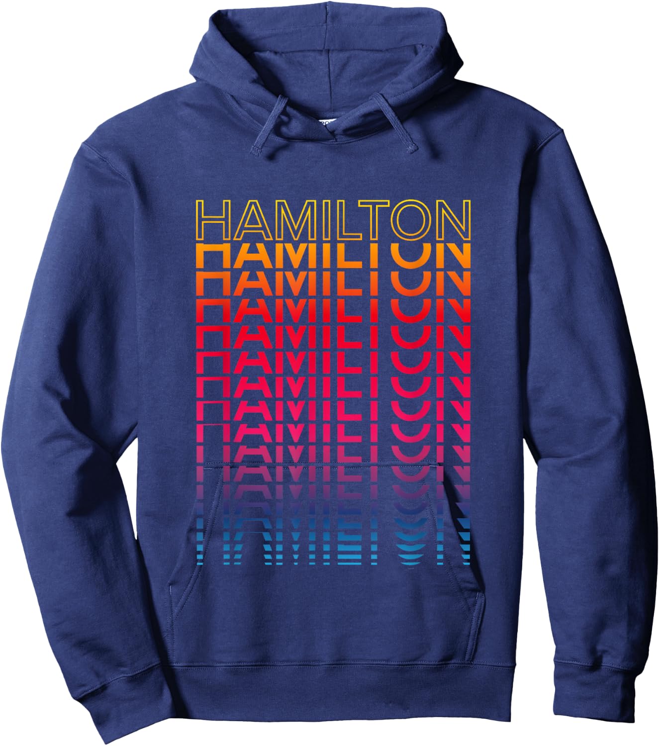 Colourful Retro City Nostalgic Hamilton , black Hoodie - Hoodie | Navy