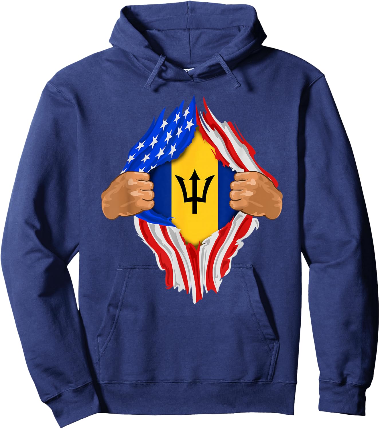 Barbadian Blood Inside Me | Barbados Flag Gift Hoodie - Hoodie | Navy