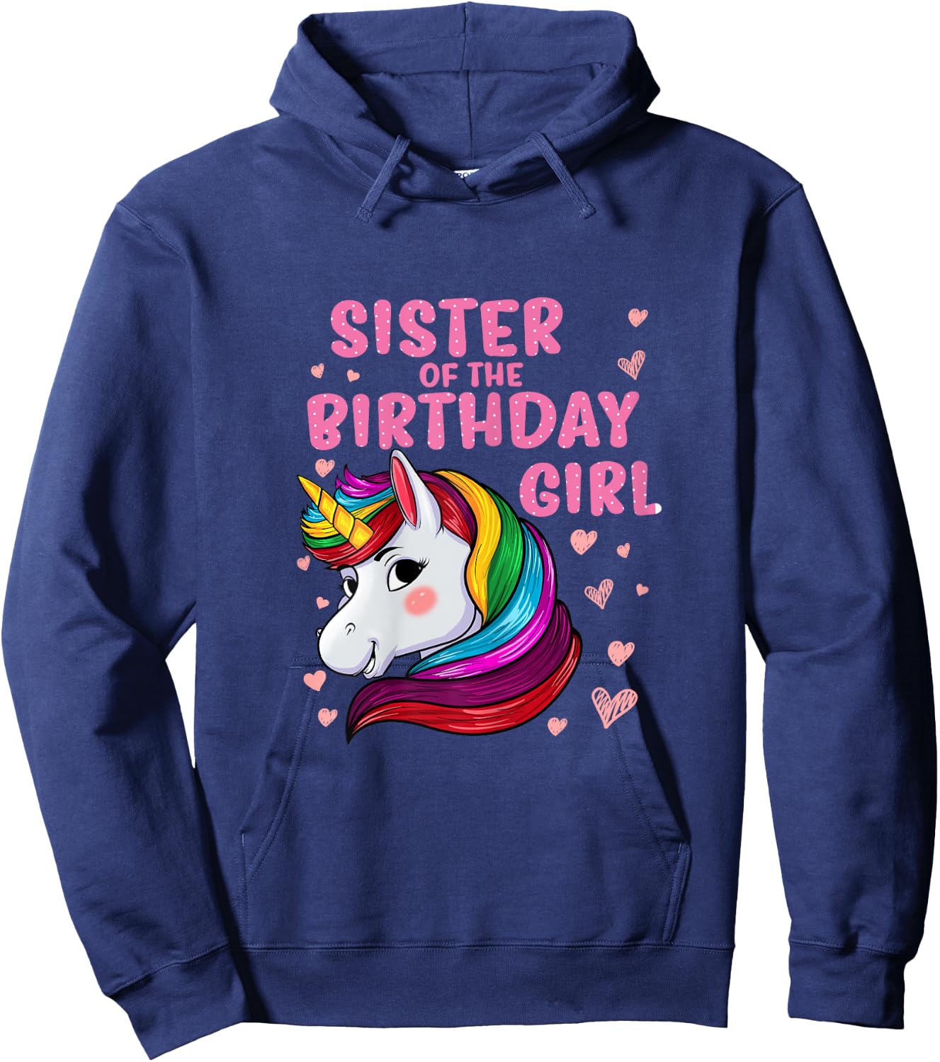 Unicorn Sister Of The Birthday Girl Hoodie - Hoodie | Navy