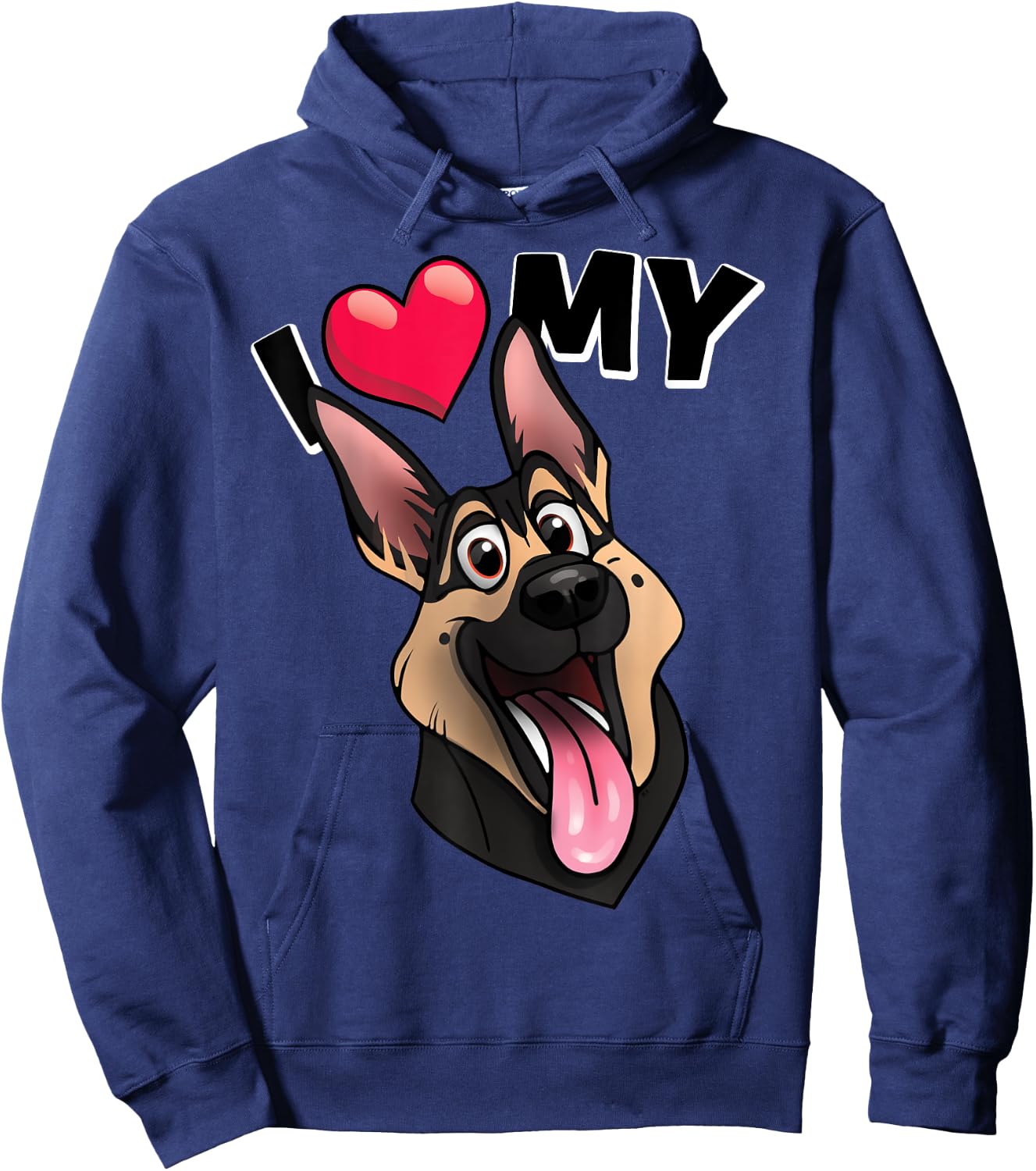 I Love My black and tan German Shepherd dog Hoodie - Hoodie | Navy