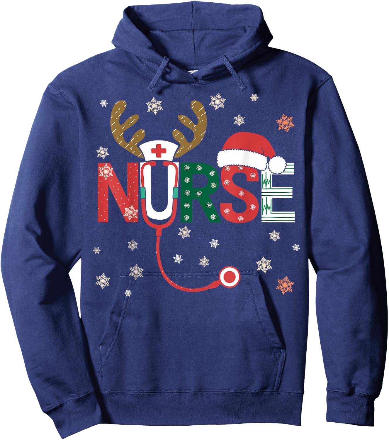 Nurse Christmas Stethoscope Nurses Xmas Hoodie - Hoodie | Navy