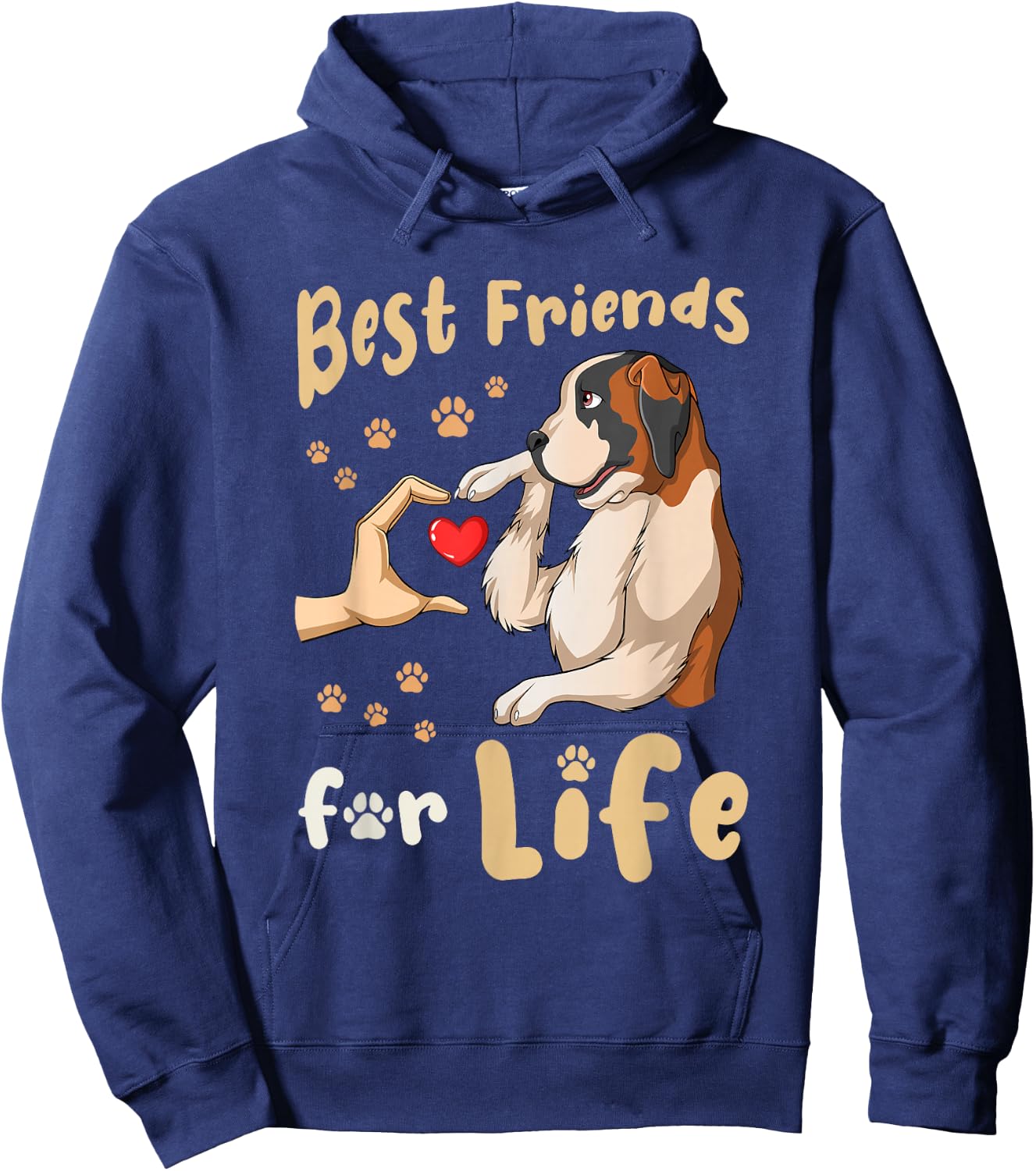Saint Bernard Dog , black Hoodie - Hoodie | Navy
