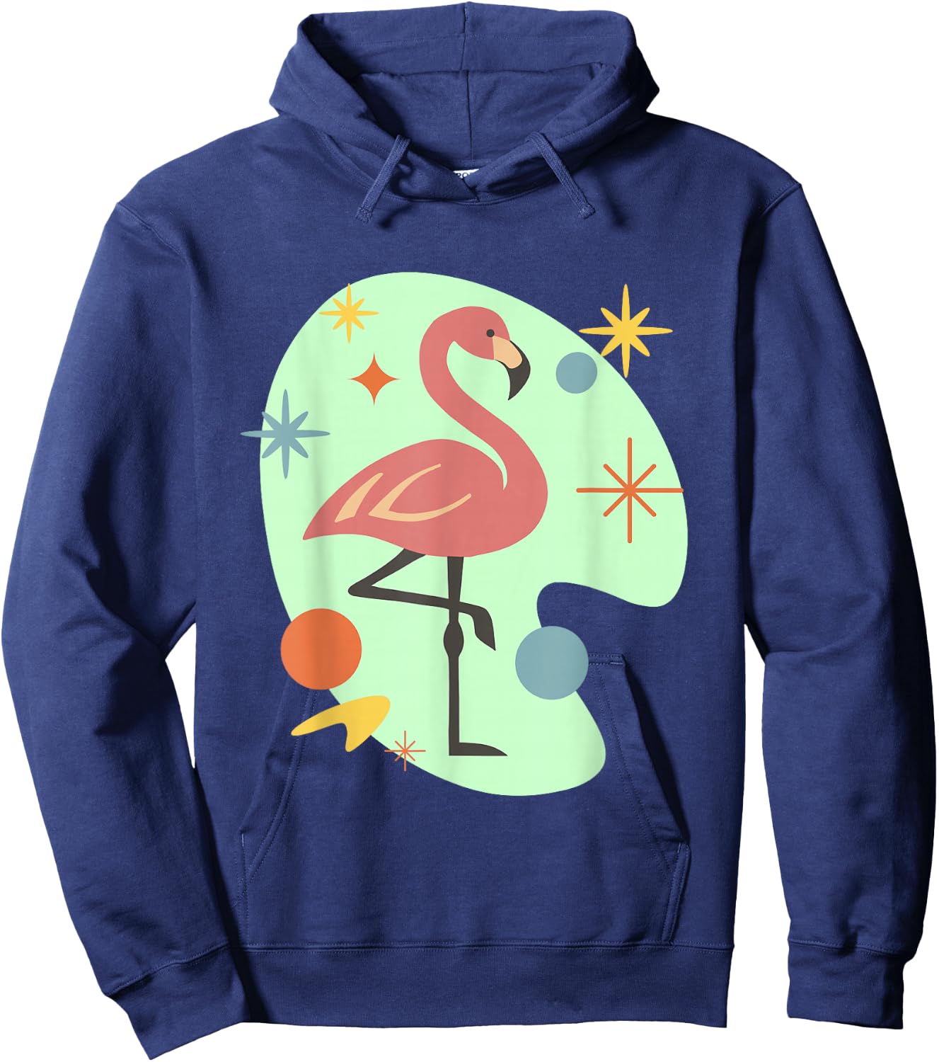 Atomic Flamingo Mid Century Modern Retro Design Hoodie - Hoodie | Navy