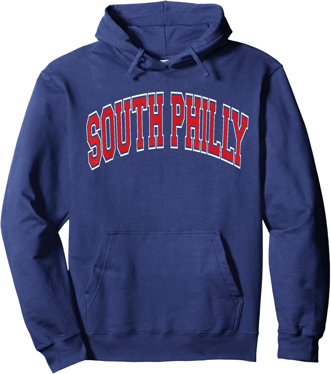 South Philly Arched Red Text Hoodie - Hoodie | Navy