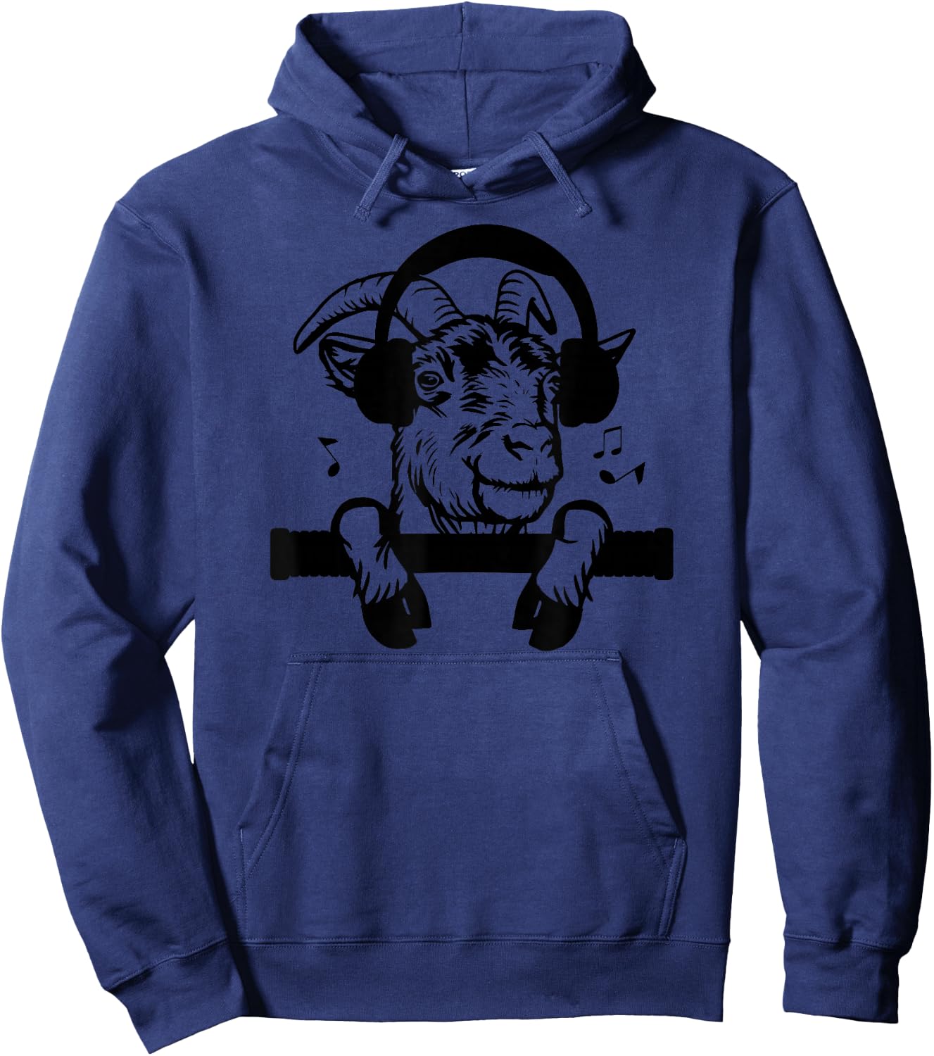 Funny Goat Wearing Headphones Hoodie - Hoodie | Navy