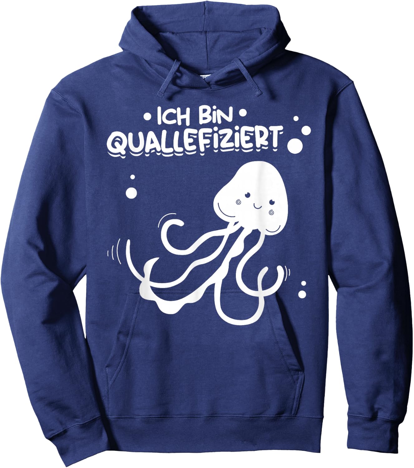 Funny Jellyfish I Ich Bin Quallefiziert , black Hoodie - Hoodie | Navy