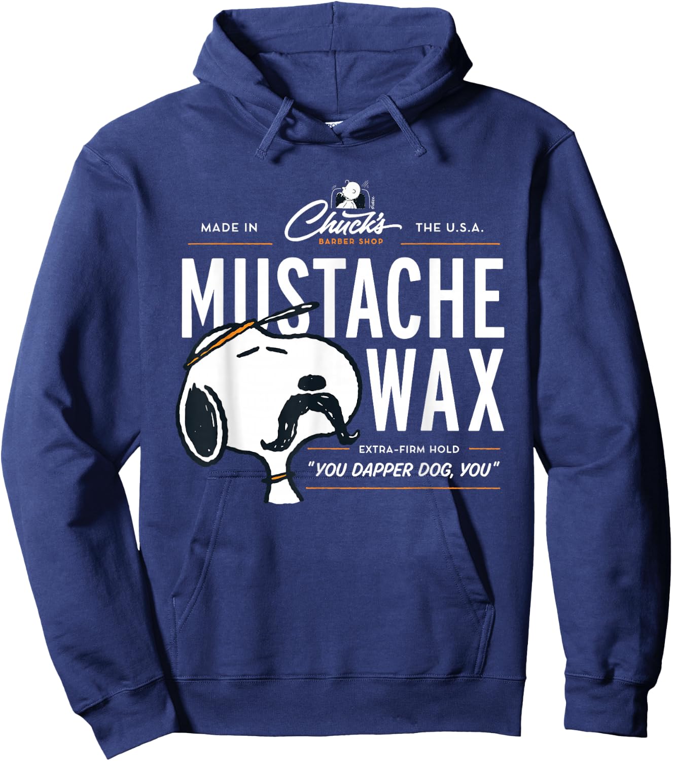 Peanuts Snoopy Moustache Wax , Blue, S Hoodie - Hoodie | Navy