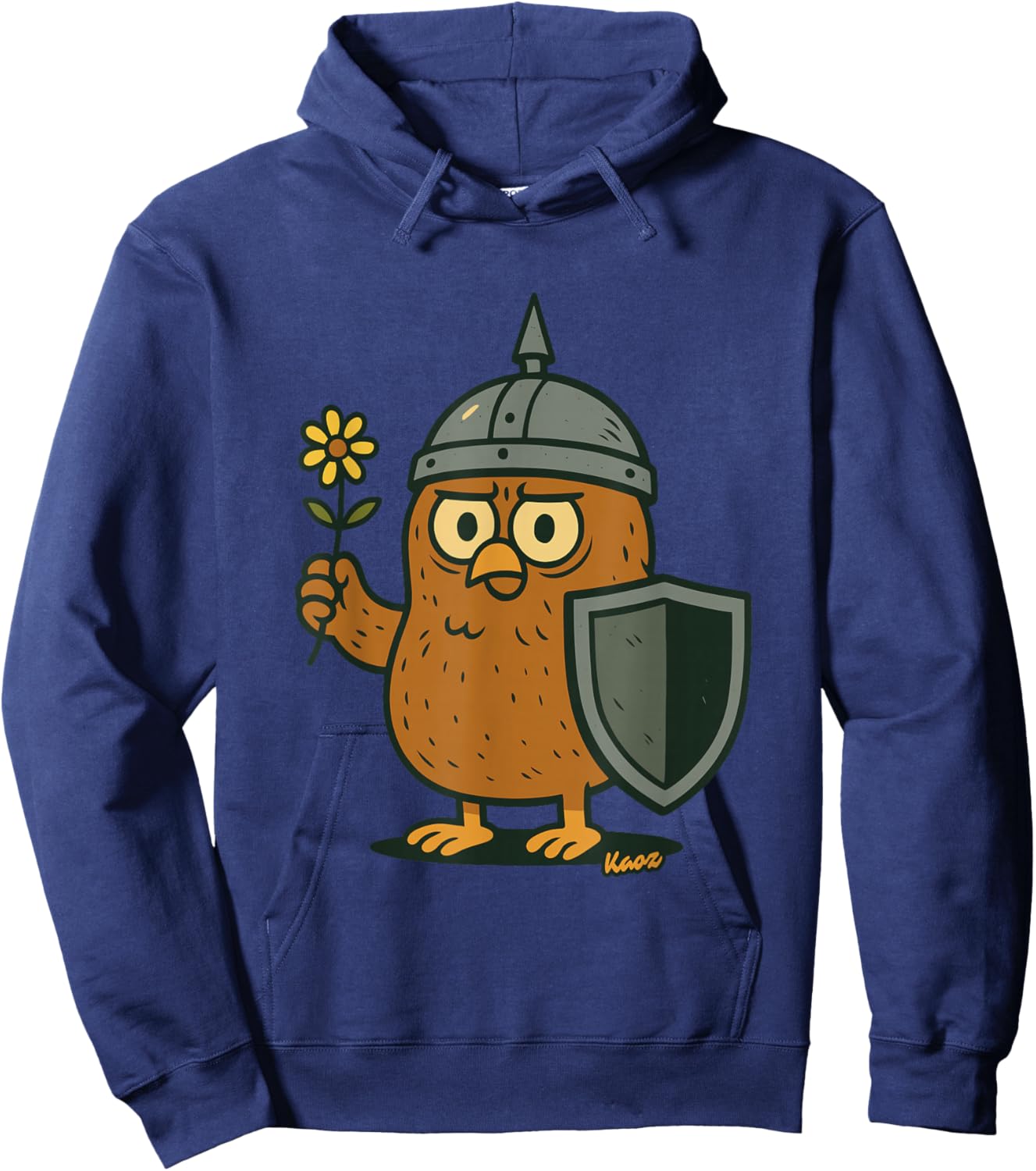 Niedlicher Vogel Ritter mit Blume Comic Kunst Hoodie - Hoodie | Navy