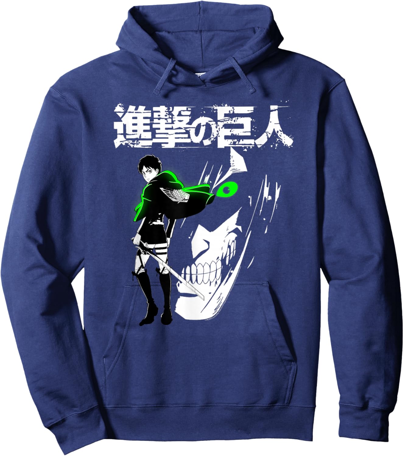 Attack on Titan Eren Jaeger Glow Anime Hoodie - Hoodie | Navy