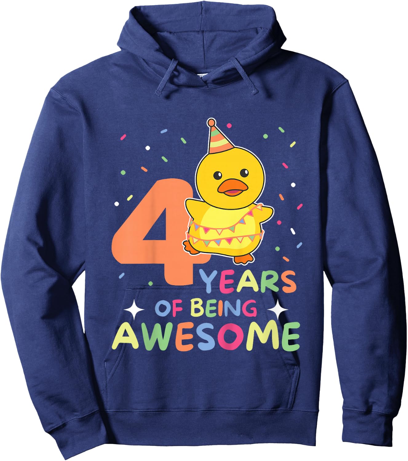 4th Birthday Duck For Children Four Years Old Hoodie - Hoodie | Navy