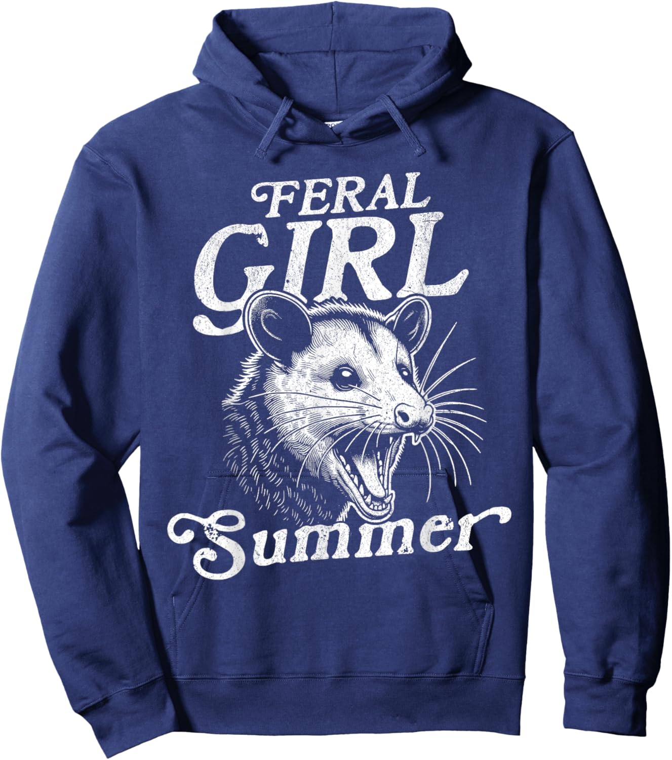 Feral Girl Summer Opossum Funny Hoodie - Hoodie | Navy