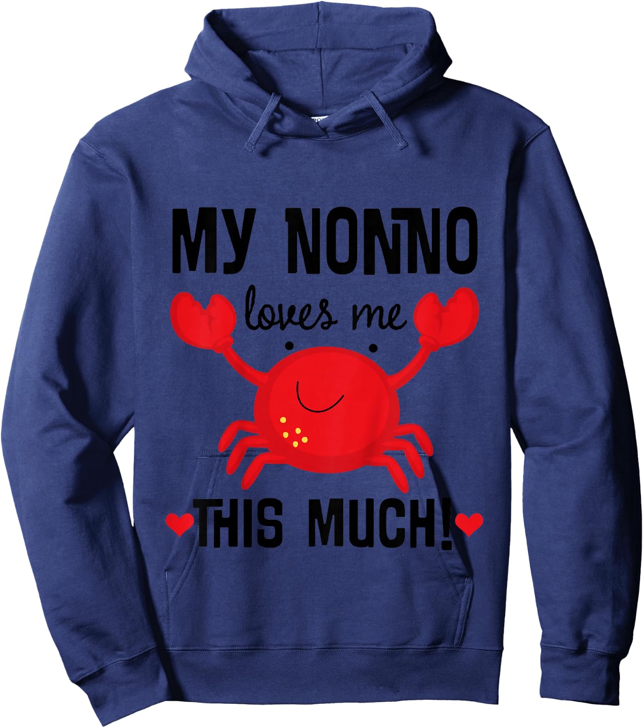 Kids My Nonno Loves Me Grandson Crab Hoodie - Hoodie | Navy