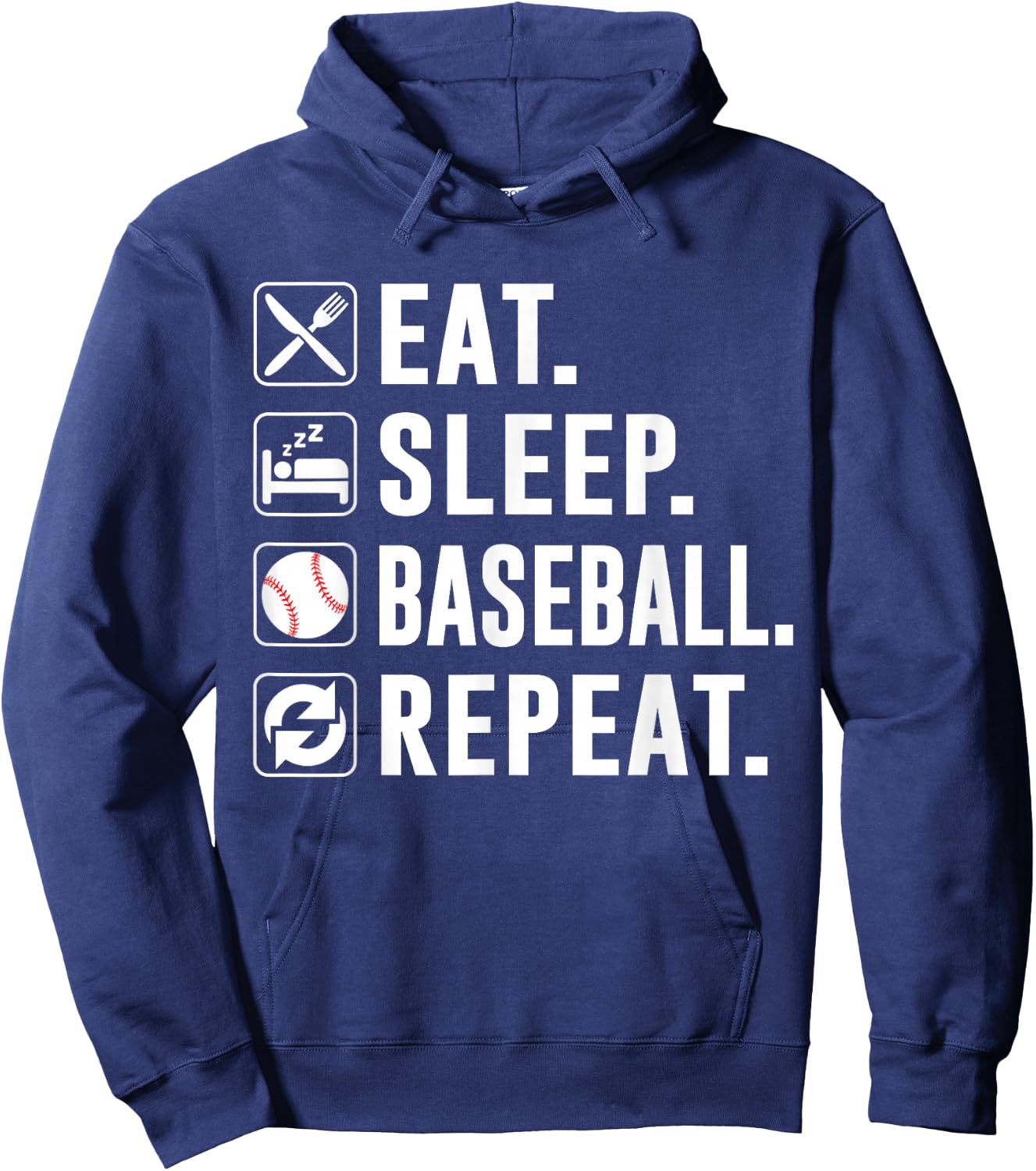 Eat Sleep Baseball Repeat Funny Baseball Player Hoodie - Hoodie | Navy