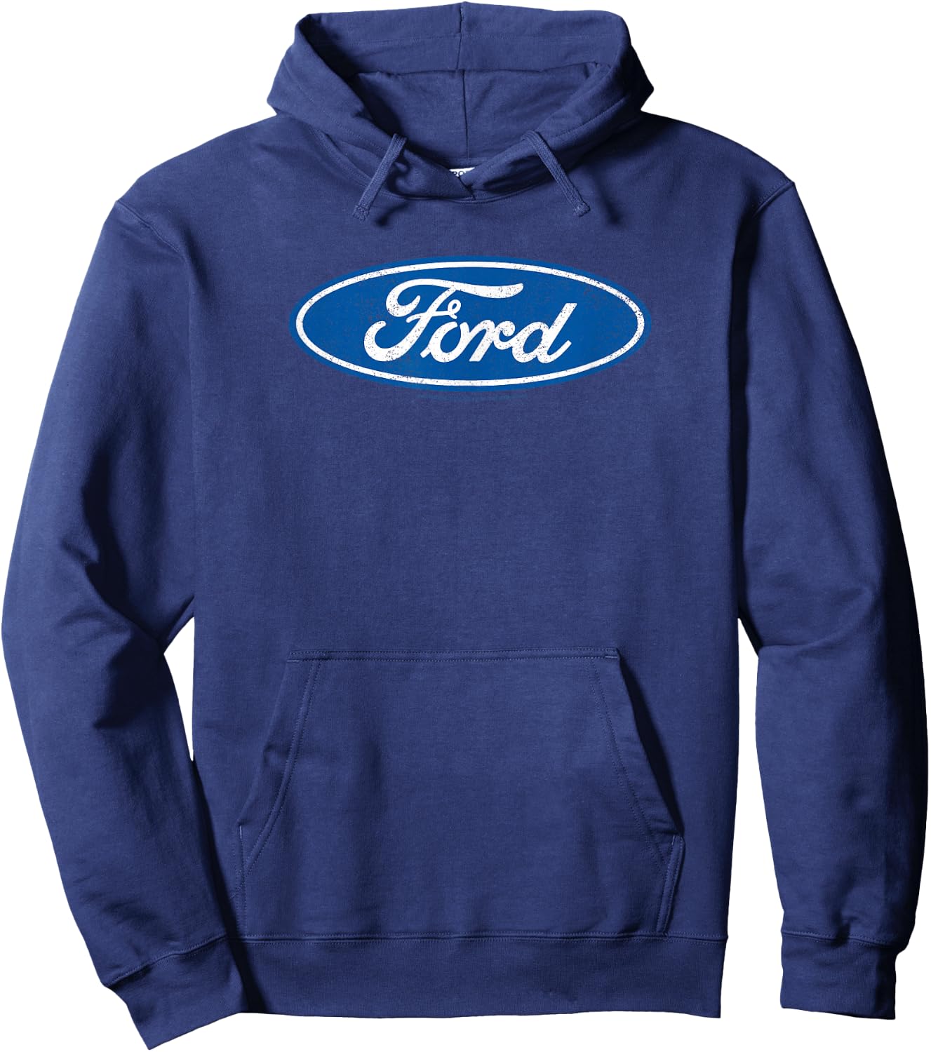 Ford, Oval Logo Distressed Blue , black Hoodie - Hoodie | Navy