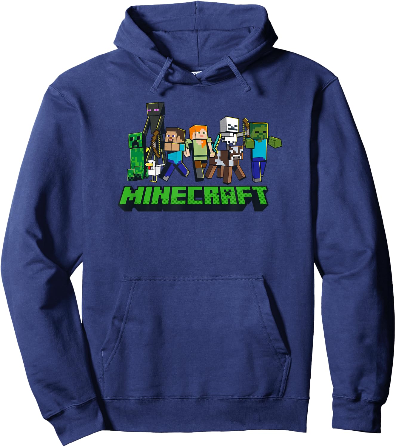 Minecraft Character Lineup Logo , gray Hoodie - Hoodie | Navy