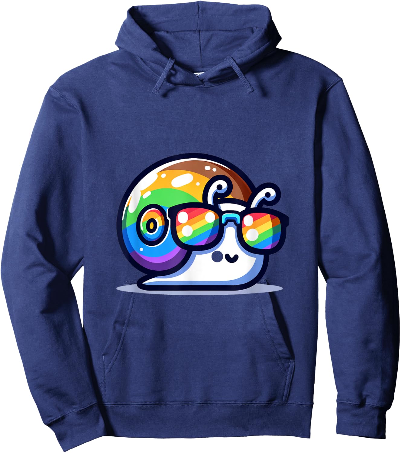 Awesome Rainbow Sunglasses Cute Snail Hoodie - Hoodie | Navy