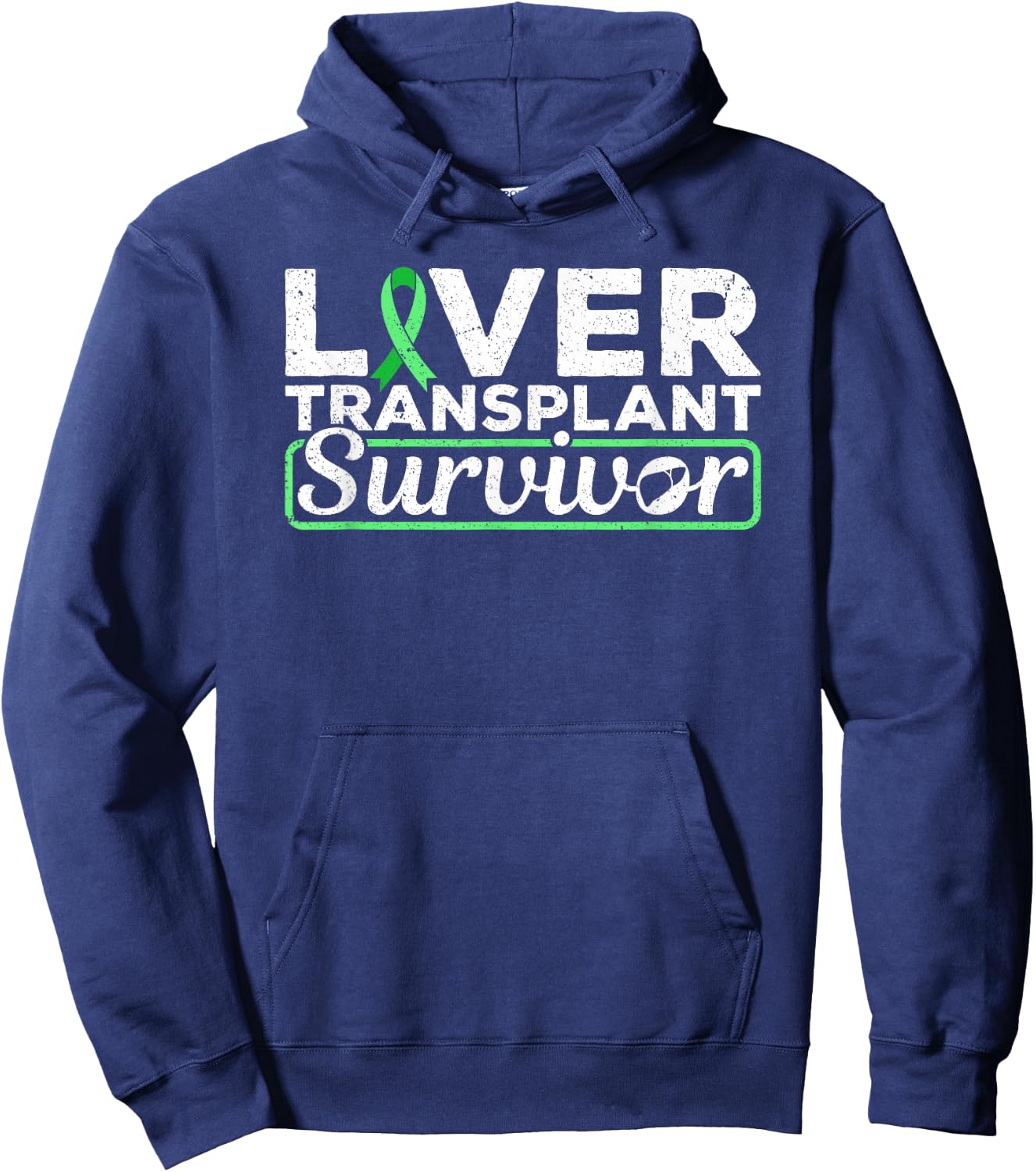Liver Transplant Survivor Green Ribbon Hoodie - Hoodie | Navy