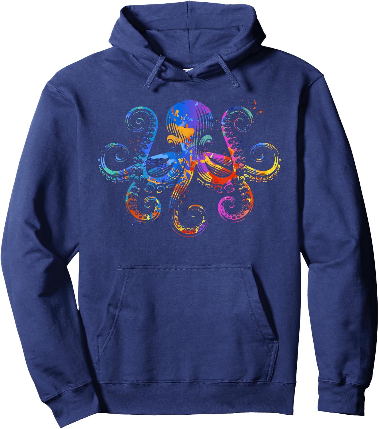 Octopus Graphic - Colorful Ocean Octopus Design Hoodie - Hoodie | Navy
