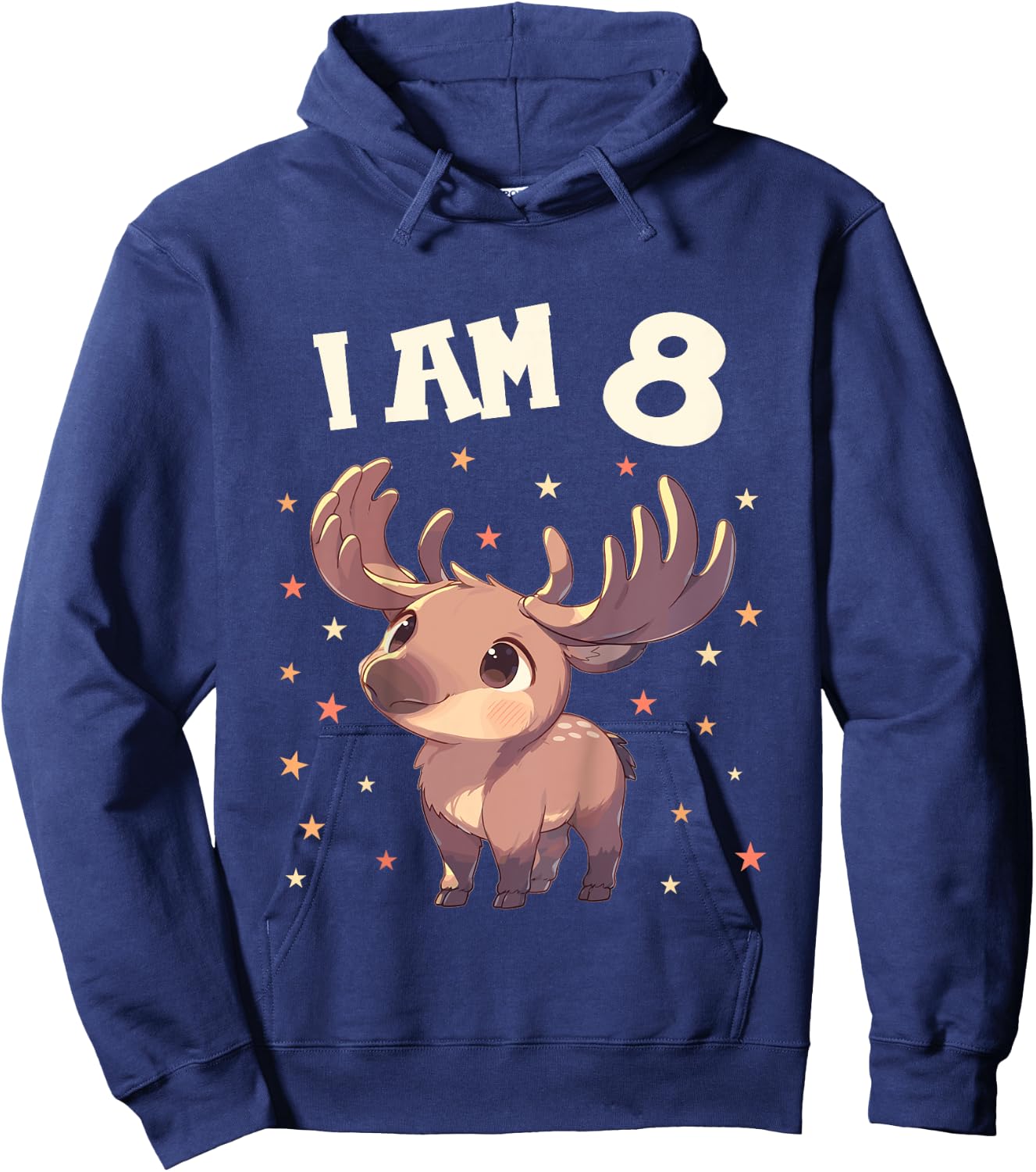 Kids 8 Years old 8 birthday Boy Girl Moose Hoodie - Hoodie | Navy