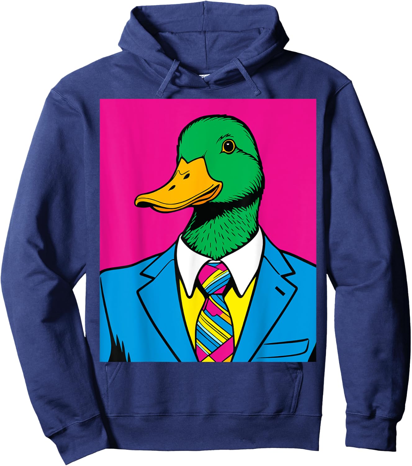 Pop Art Mallard Duck in Business Suit Hoodie - Hoodie | Navy
