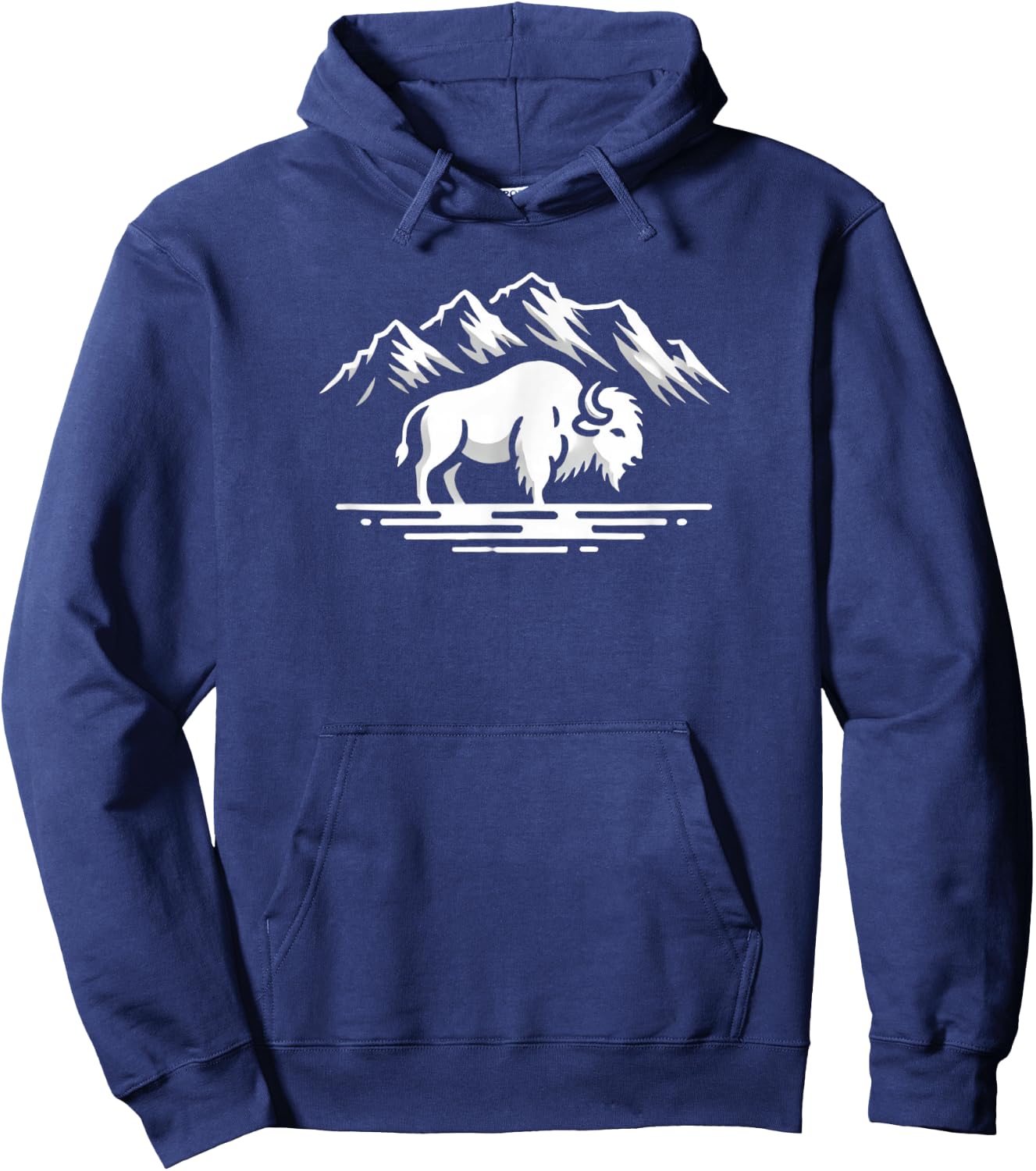White Buffalo Mountain Silhouette Hoodie - Hoodie | Navy