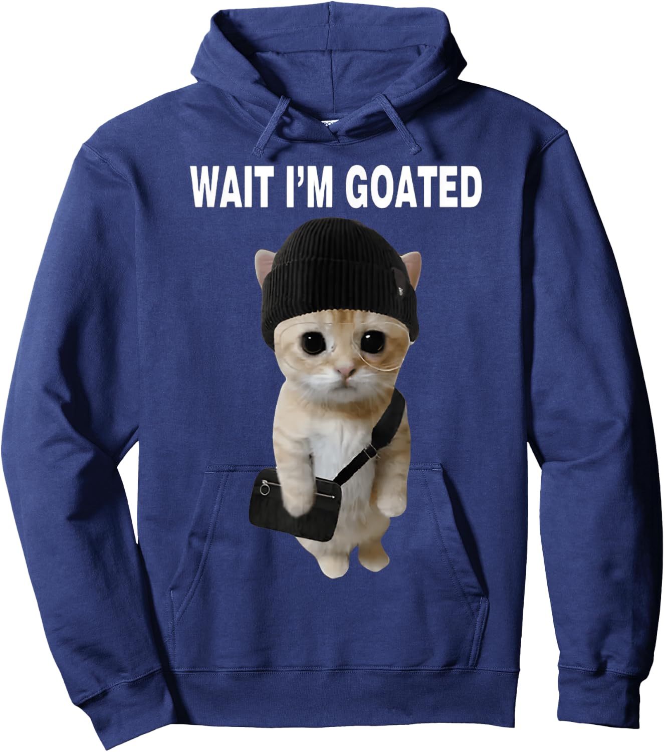Wait I'm Goated Cat Hoodie - Hoodie | Navy