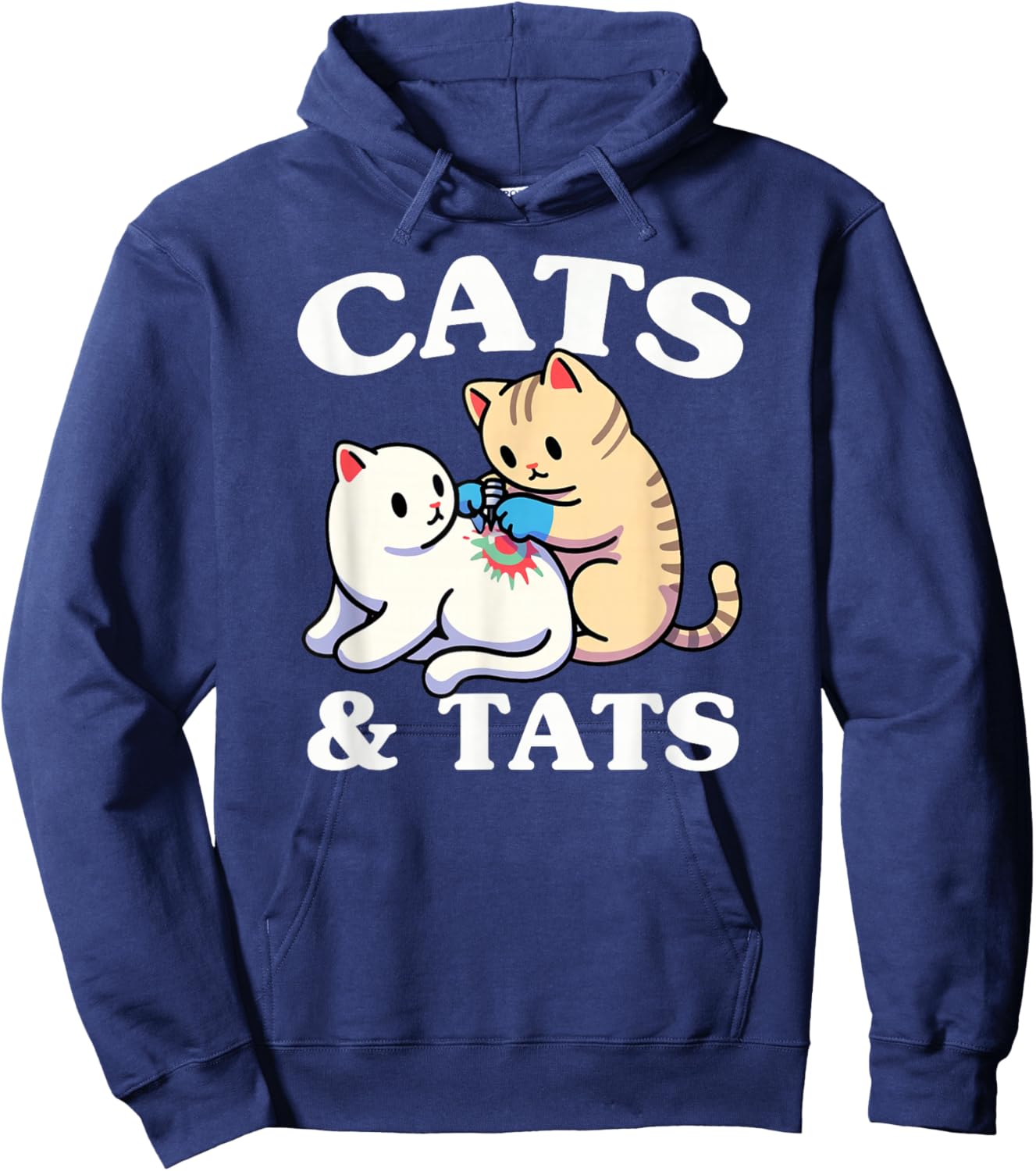 Cats and Tats Funny Feline Tattoo Lover Design Hoodie - Hoodie | Navy