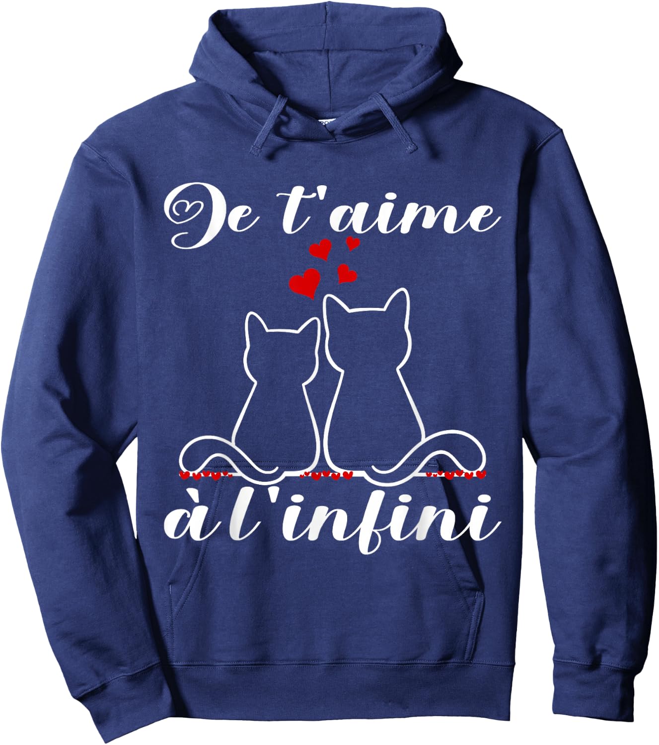 Je t'aime à infinite | Cat Gift Romantic Lovers Hoodie - Hoodie | Navy