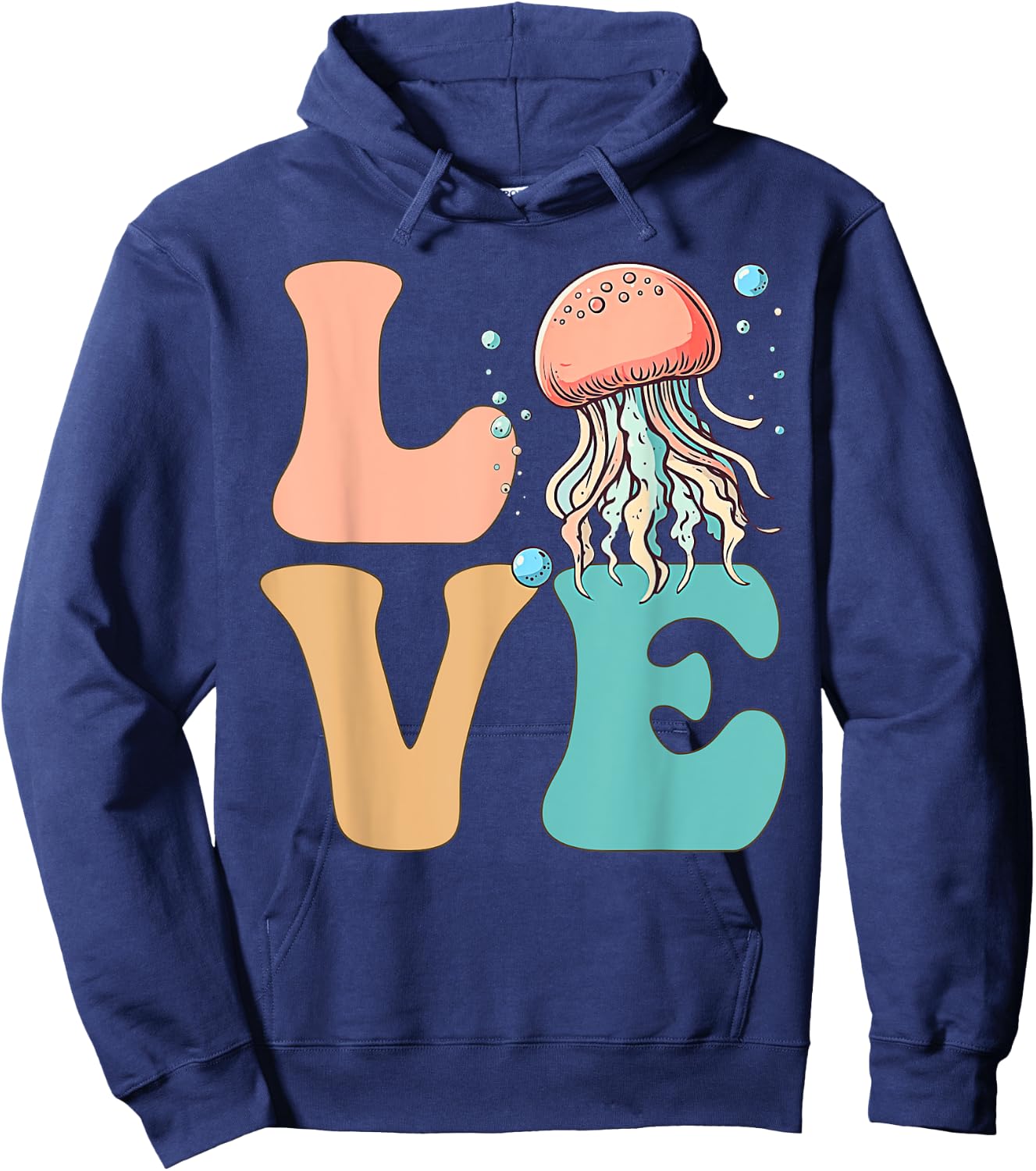 Jellyfish Ocean Life LOVE Hoodie - Hoodie | Navy