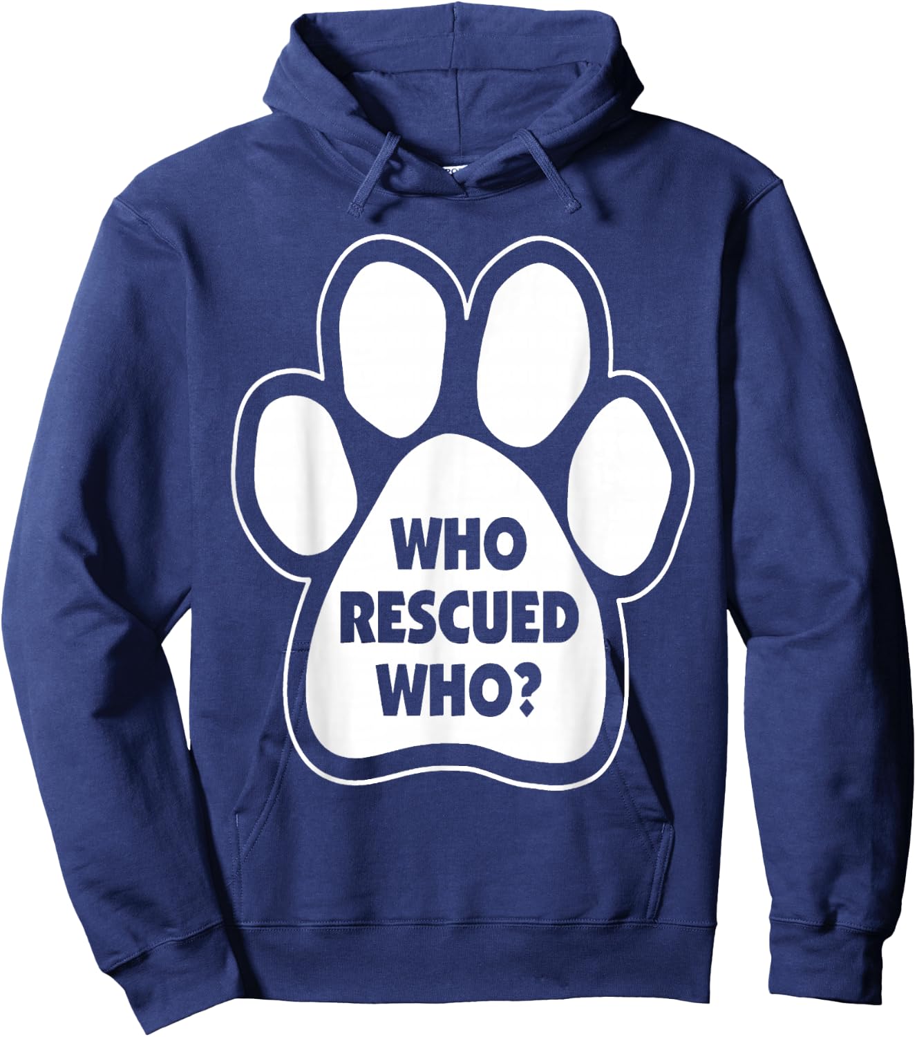 Who Rescued Who Paw Print Hoodie - Hoodie | Navy