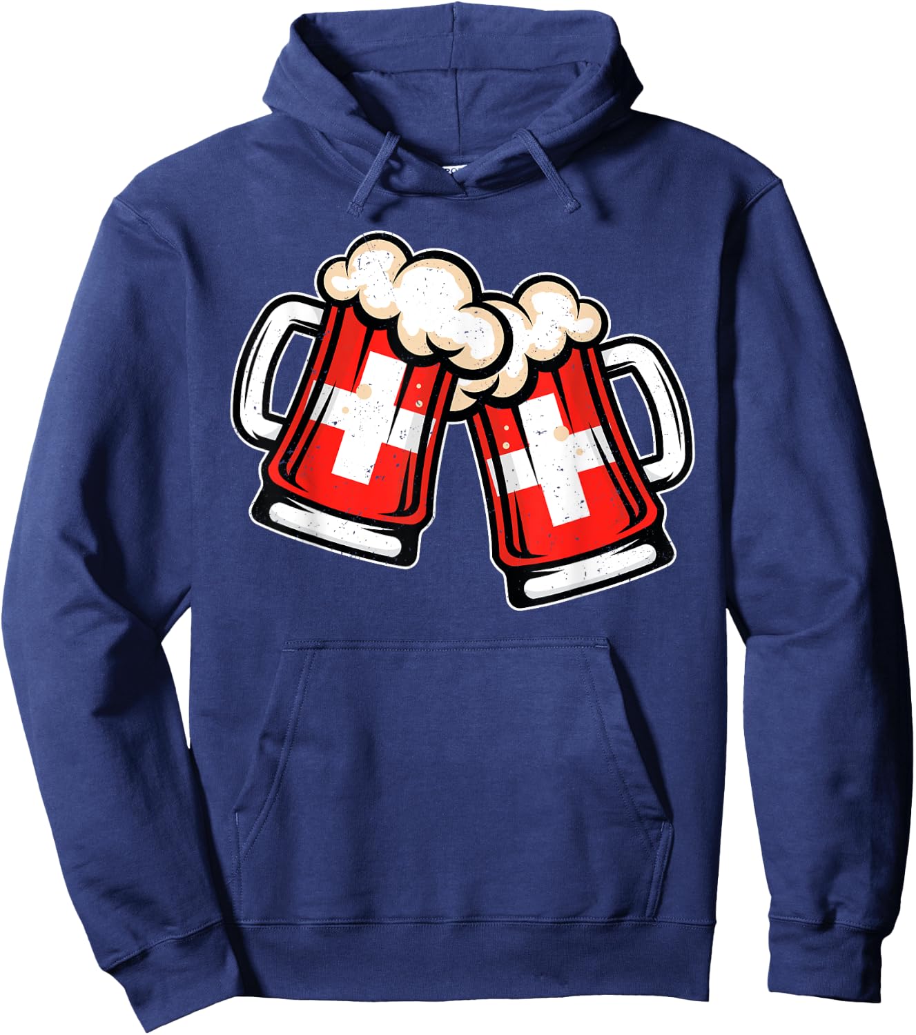 Switzerland Flag Beer Mug - Cool Swiss Beer Hoodie - Hoodie | Navy
