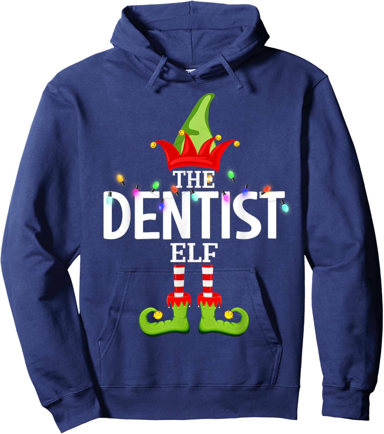 The Dentist Elf Christmas Matching Pajamas Hoodie - Hoodie | Navy