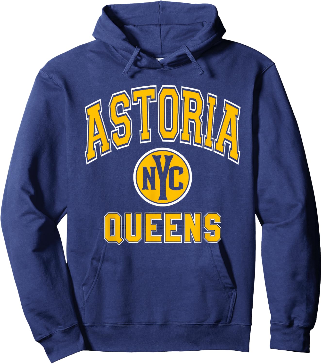 Astoria Queens Text NYC Circle Amber Print Hoodie - Hoodie | Navy