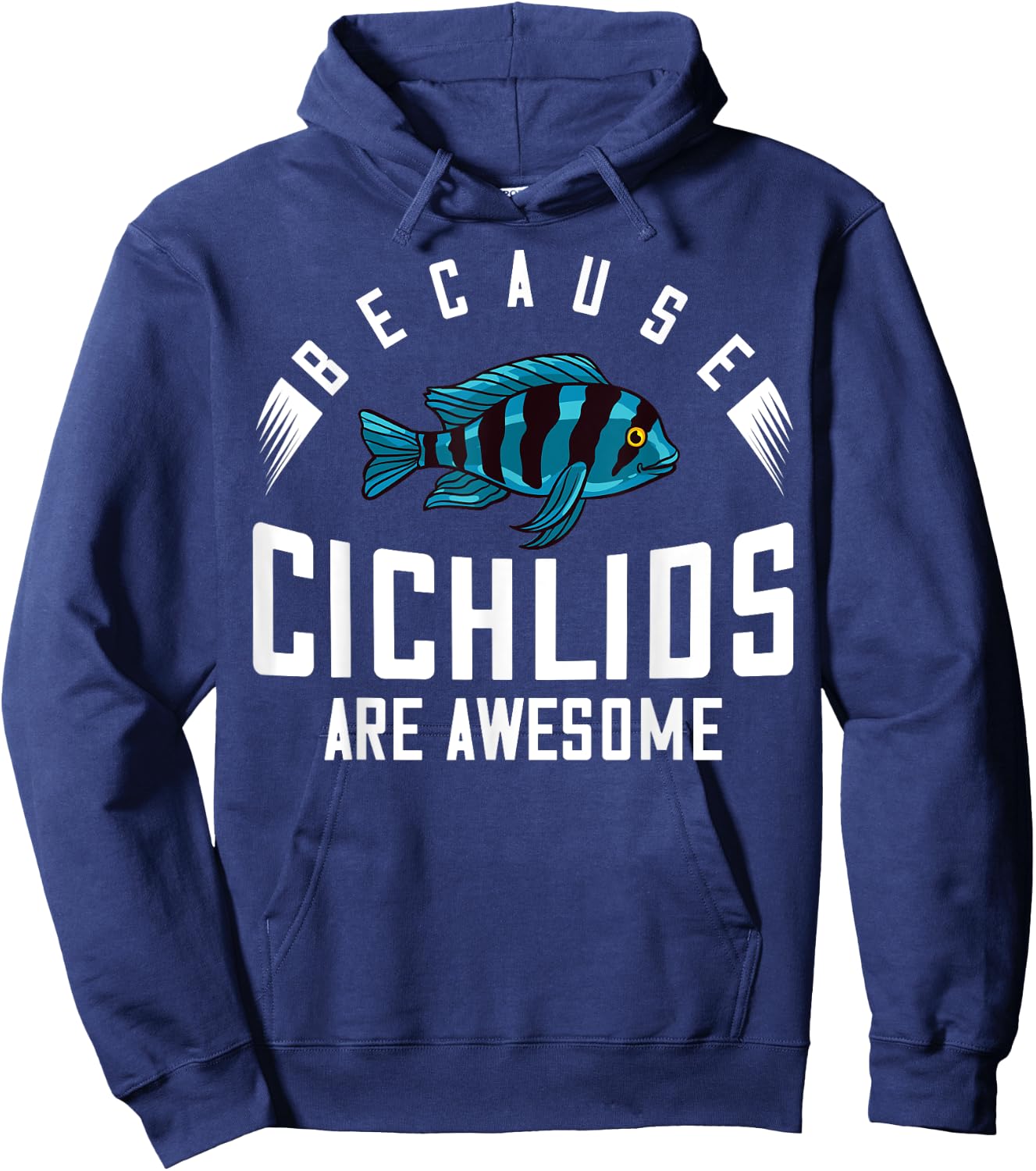 Cichlid Fish Tank Gift Electric Yellow Aquarium Hoodie - Hoodie | Navy
