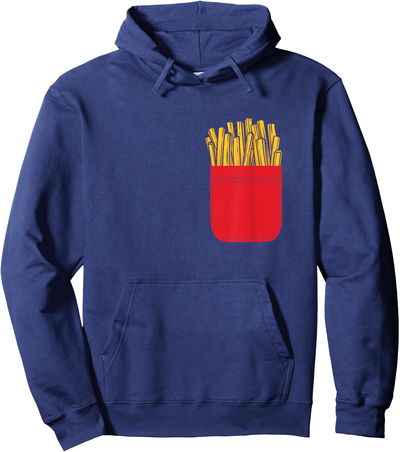 Fries in Chest Pocket Logo Fries Gift , black Hoodie - Hoodie | Navy