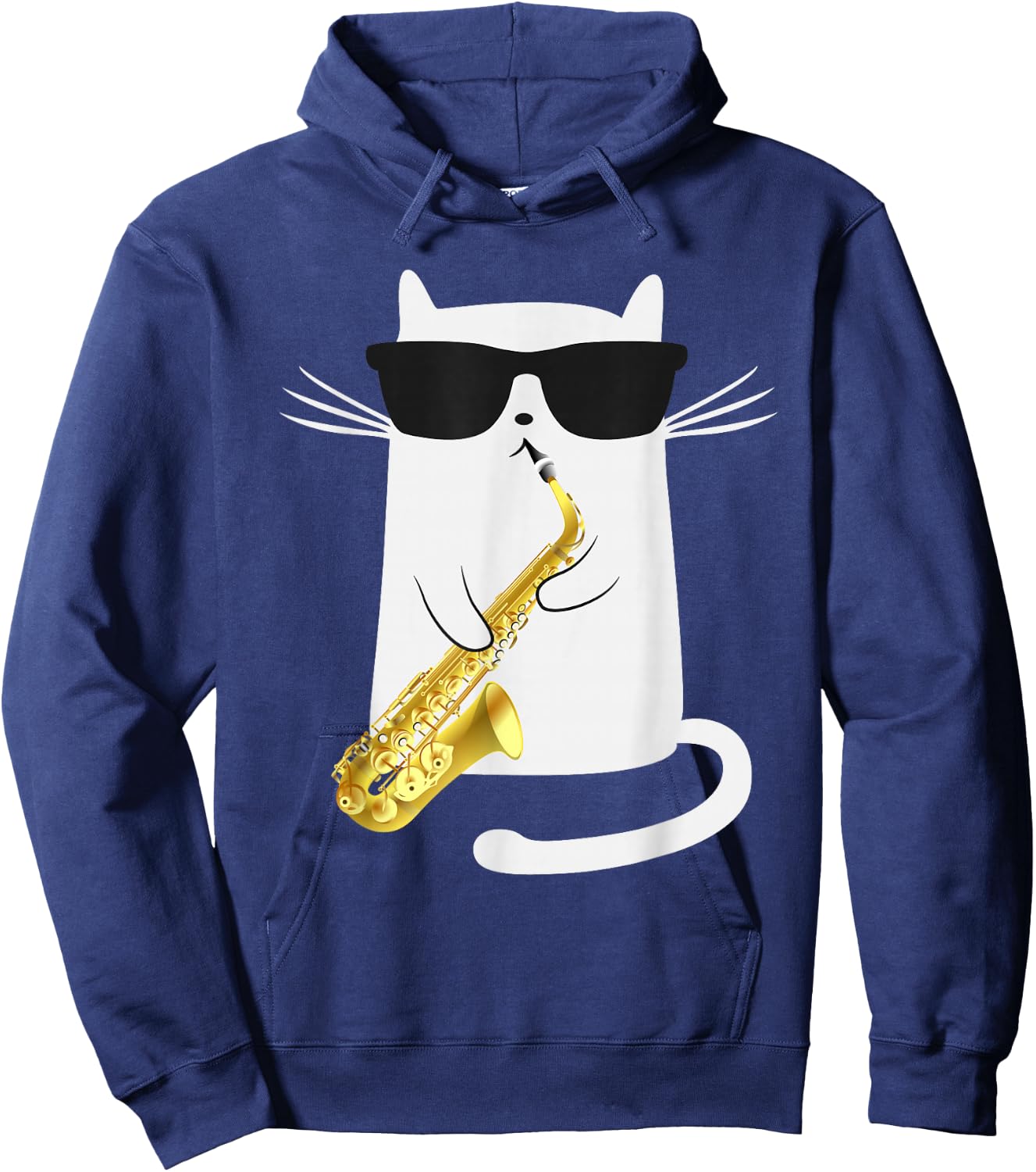 Funny Cat Shirt Saxophone Music Gift Hoodie - Hoodie | Navy