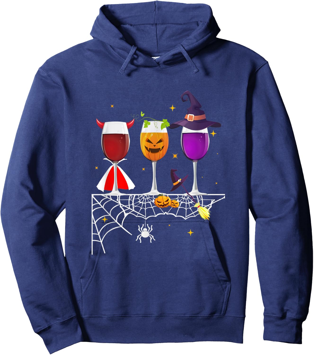 Three Glasses Of Wines Halloween Wine Hoodie - Hoodie | Navy