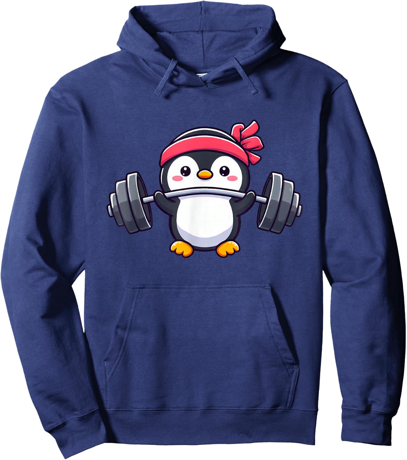 Cute Penguin Dumbbell Hoodie - Hoodie | Navy
