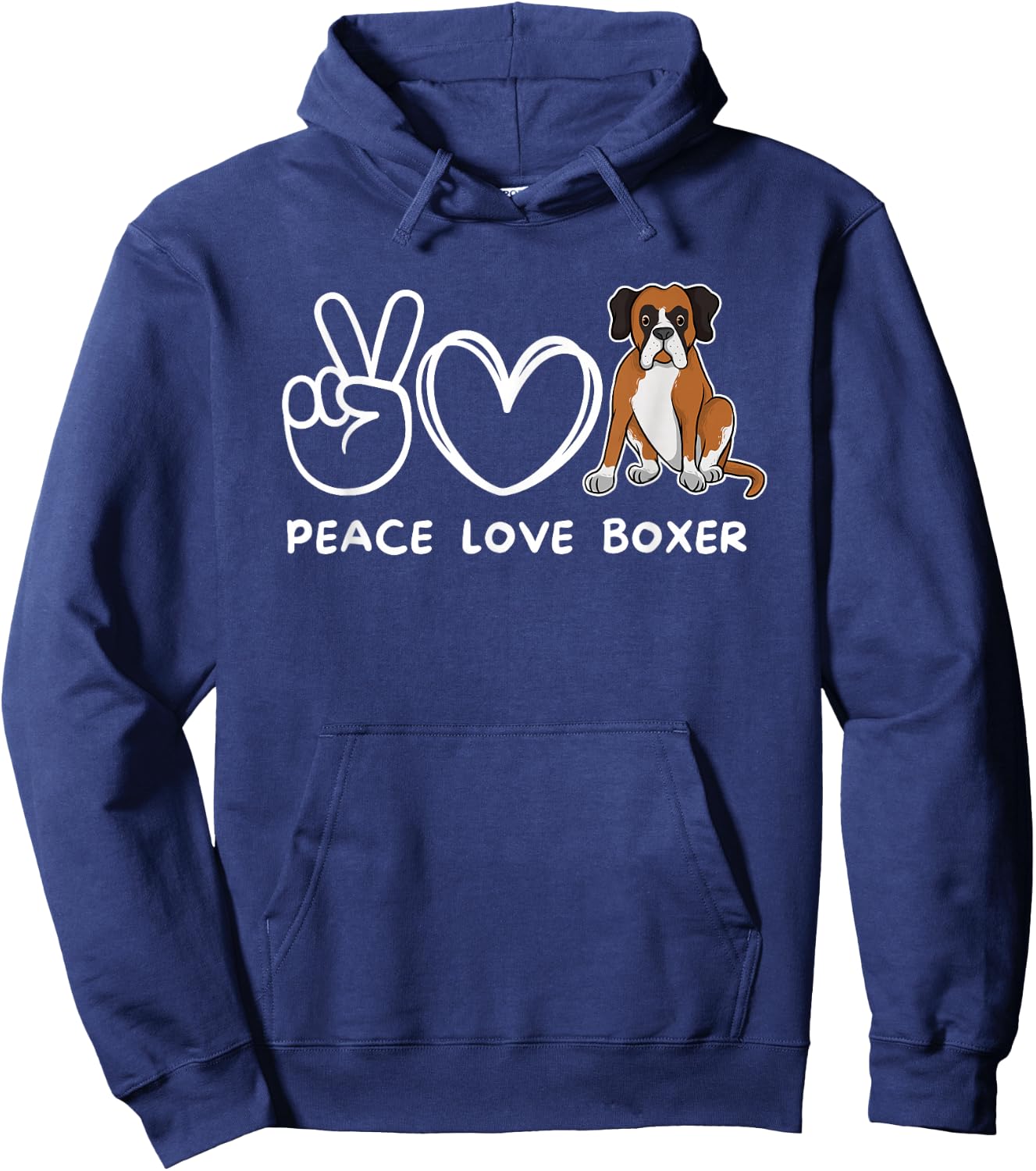 Peace, Love Boxer Dog Retro Boxer Dog Lover Hoodie - Hoodie | Navy
