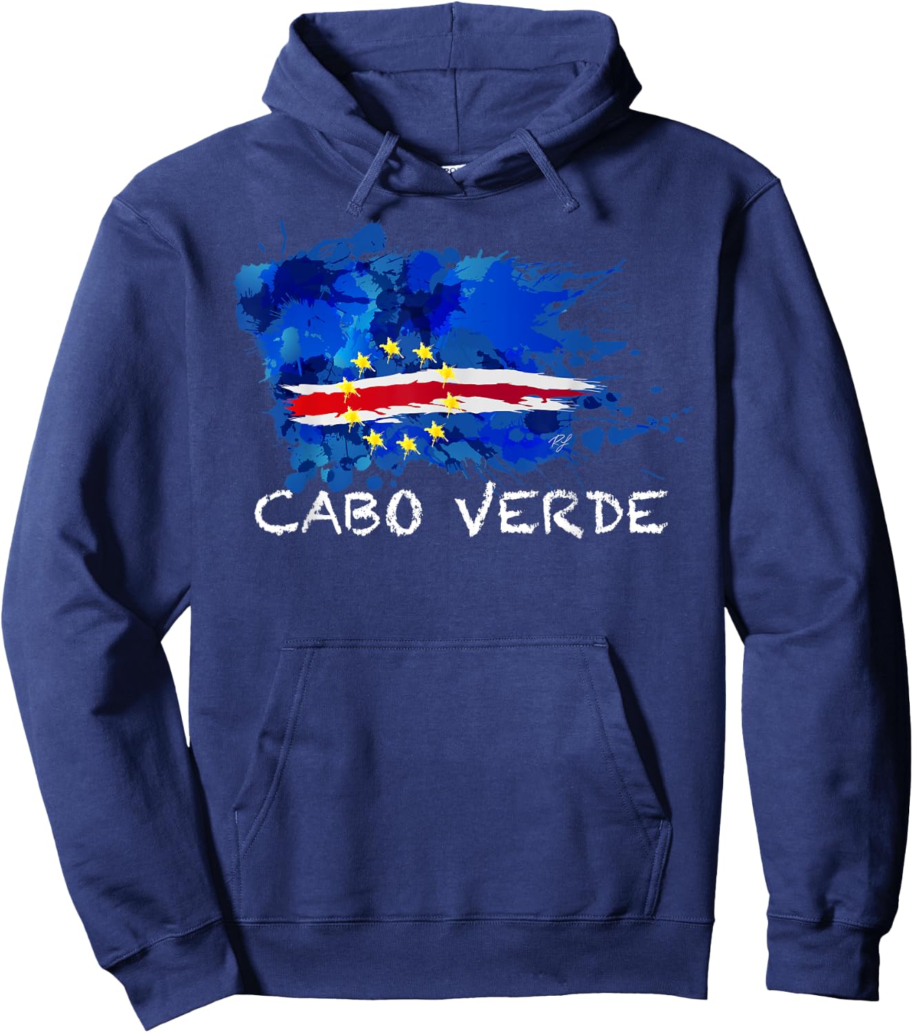 Cabo Verde Flagge mit weißem Text Hoodie - Hoodie | Navy
