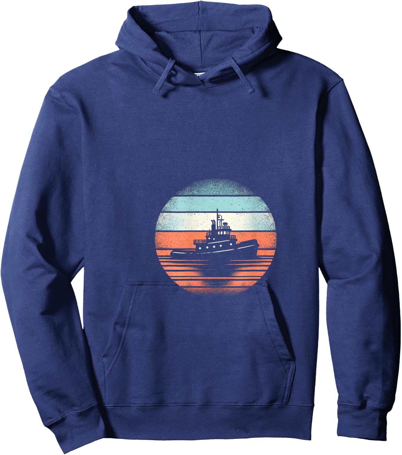 Bateau remorqueur vintage au coucher du soleil Hoodie - Hoodie | Navy